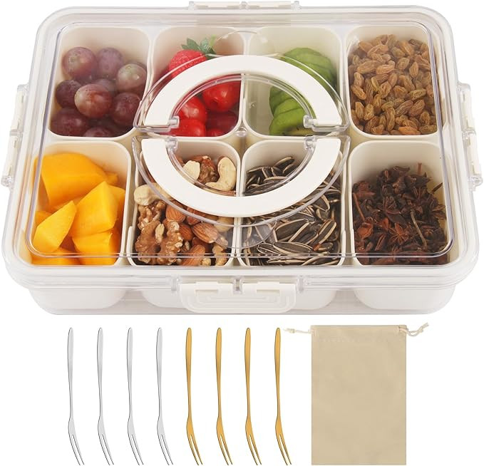 Helecors Snackle Box Container, Divided Serving Tray with Lid and Handle, 8 Compartment Portable ... | Amazon (CA)