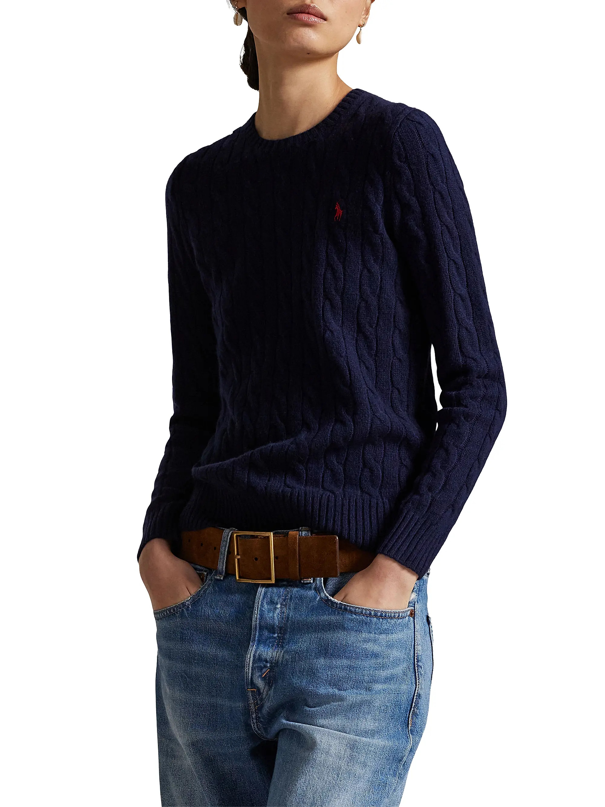 Cable-Knit Wool-Cashmere Crewneck Sweater | Saks Fifth Avenue