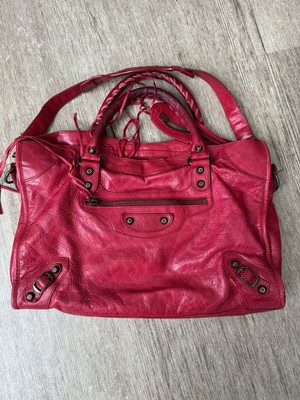 BALENCIAGA The City 2Way Shoulder Bag  Pink purple Studded Used | eBay US