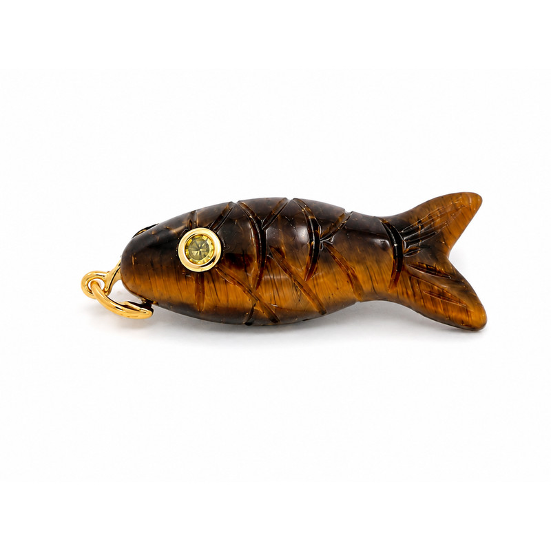 Gemini Jewelry Carved Tiger Eye Fish Pendant in Brown at Nordstrom | Nordstrom