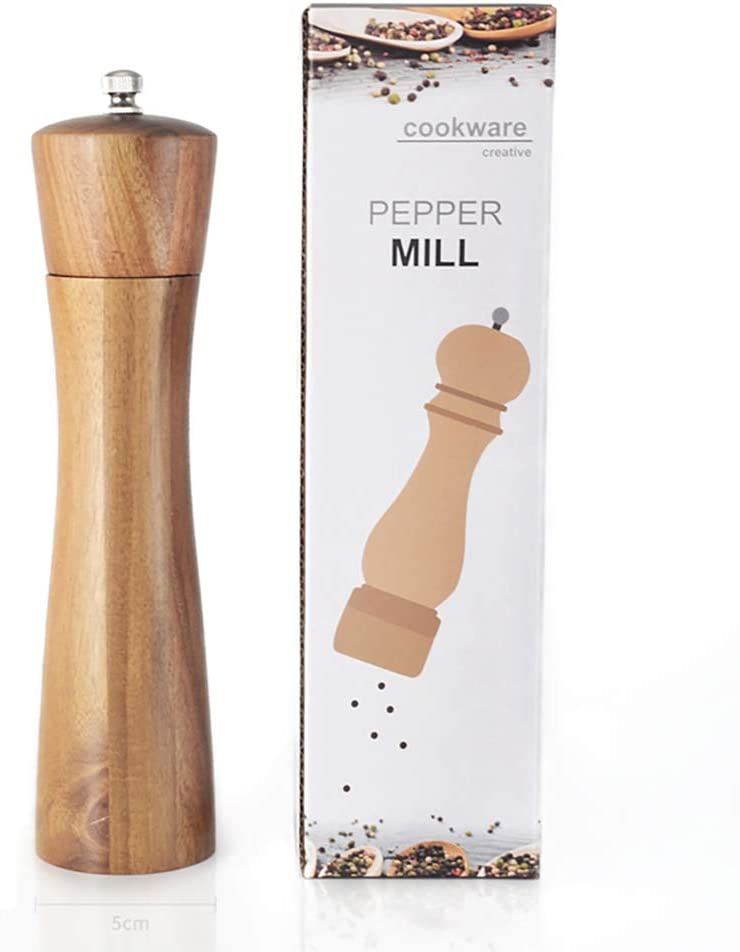 Solid Wood Salt Pepper Grinder 8" Manual Wooden Salt Grinder Pepper Mill Shakers Refillable with ... | Amazon (US)