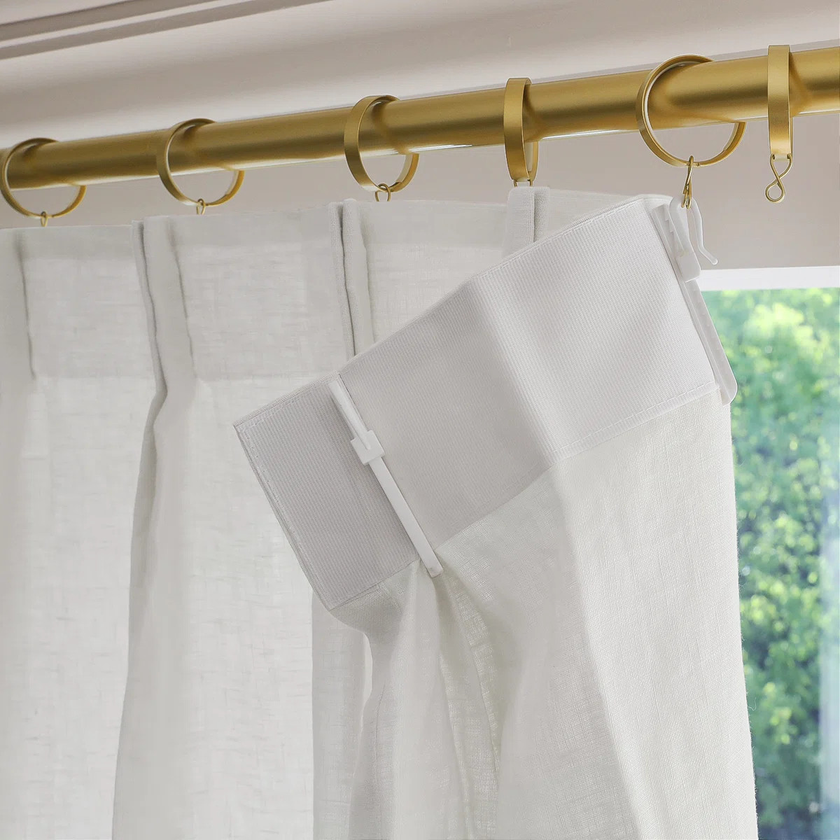TWOPAGES Lined Curtain Faux Linen Pinch Pleat Curtain | Wayfair North America