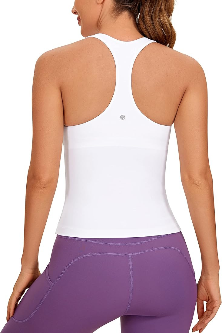 CRZ YOGA Butterluxe Workout Tank Tops for Women Built in Shelf Bras Padded - Racerback Athletic S... | Amazon (US)