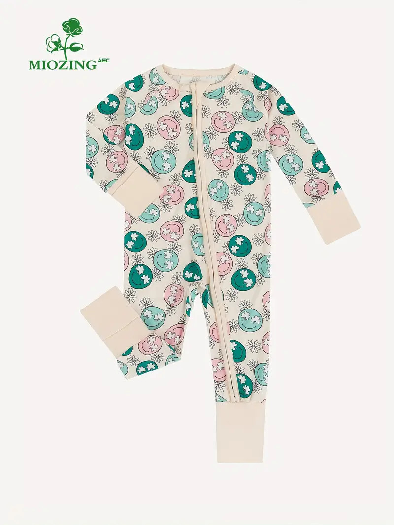 Newborn Baby Girls High-end Bamboo Beige Bottom Daffodil Smile Face Print Long-sleeved Bodysuit -... | Temu Affiliate Program