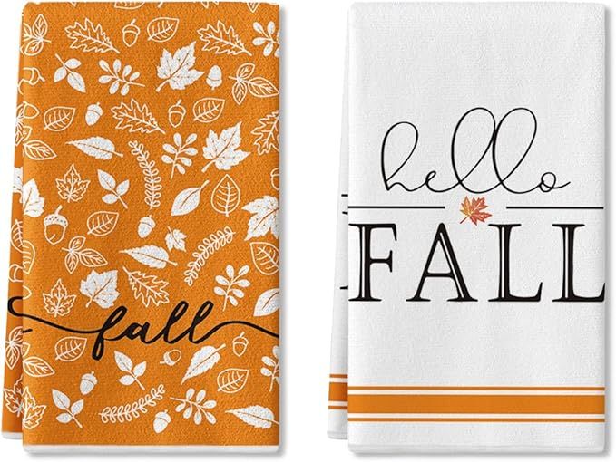 Artoid Mode Hello Fall Kitchen Towels Dish Towels, 18x26 Inch Autumn Thanksgiving Harvest Vintage... | Amazon (US)