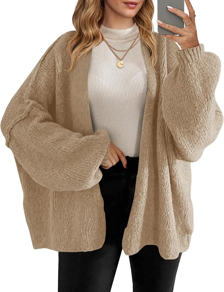 Saodimallsu Womens Oversized Cardigan Sweaters Open Front Chunky Knit Casual Long Lantern Sleeve ... | Amazon (US)