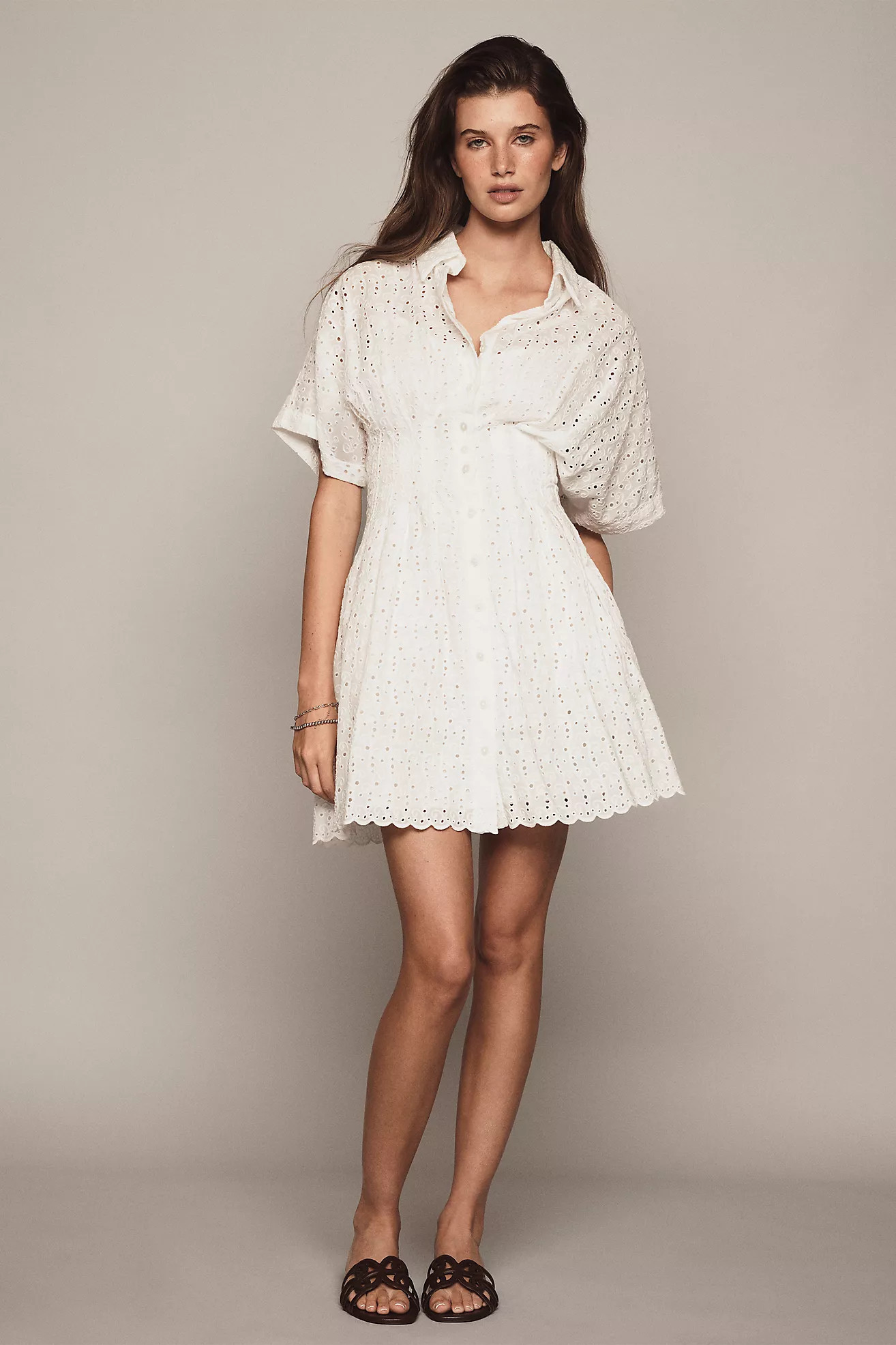 The Tobie Eyelet Mini Shirt Dress by Exquise | Anthropologie (US)