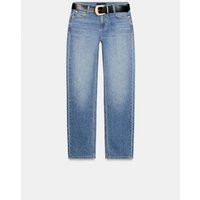 Zara - Z1975 Mid-Rise Slim Fit Belted Jeans - Mid-Blue - 31 (Us 12) - Woman | Zara US
