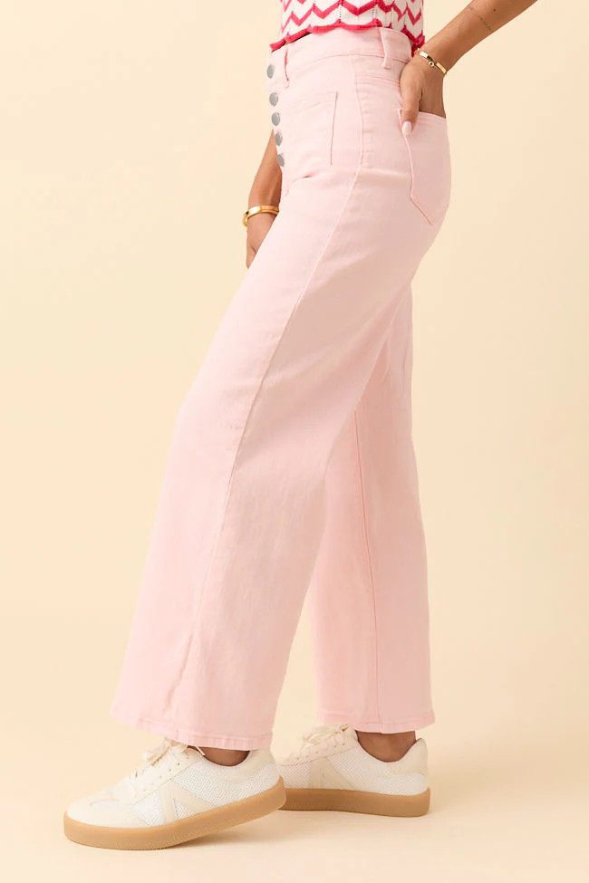 Sutton Pink Wide Leg Patch Pocket Jeans SALE | Pink Lily