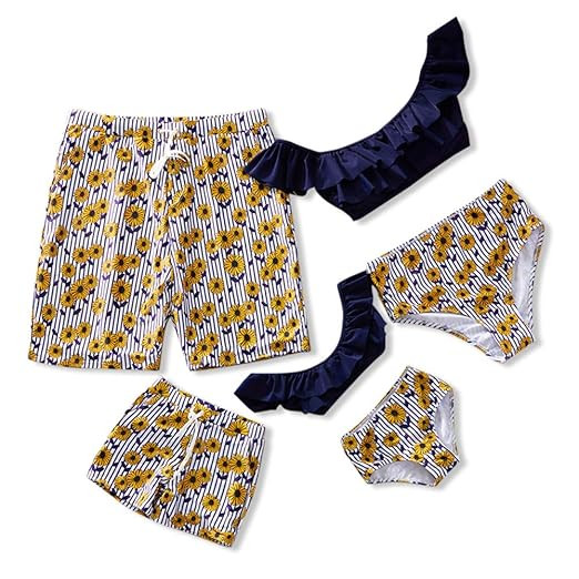 Yaffi Family Matching Swimwear Mommy and Me Beach Wear Two Pieces Ruffle Bathing Suit Leaves Biki... | Amazon (US)
