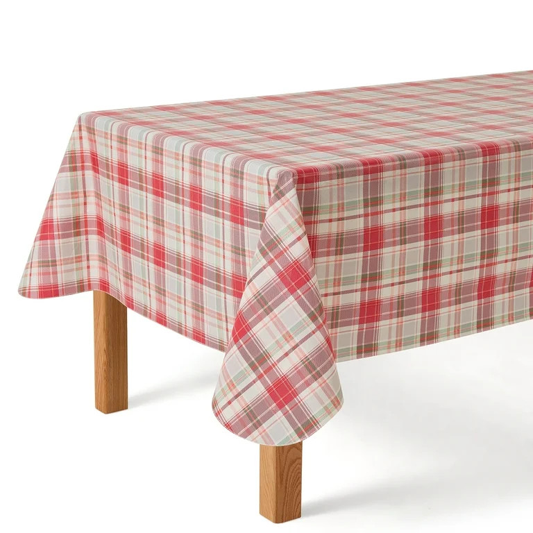 Holiday Time Christmas Plaid  Reusable Tablecloth, Party Decoration 60" x 102" - Multi | Walmart (US)