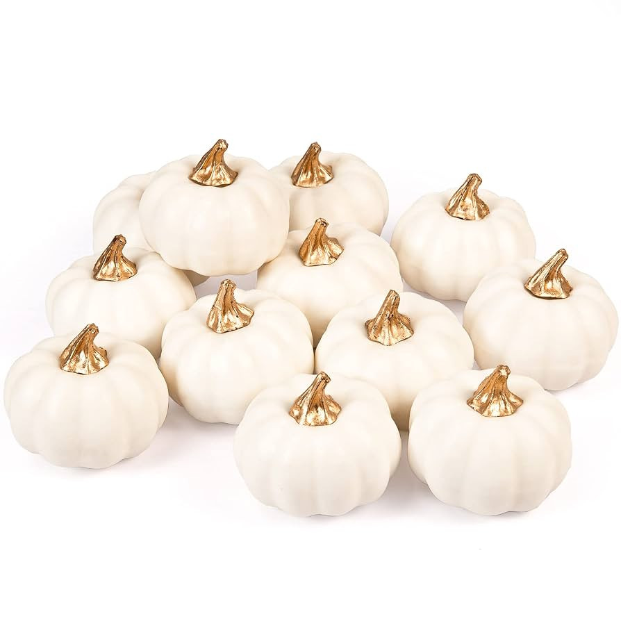 Whaline Artificial Pumpkins Bulk Vintage White Pumpkin Harvest Lifelike Pumpkin Fake Foam Pumpkin... | Amazon (US)