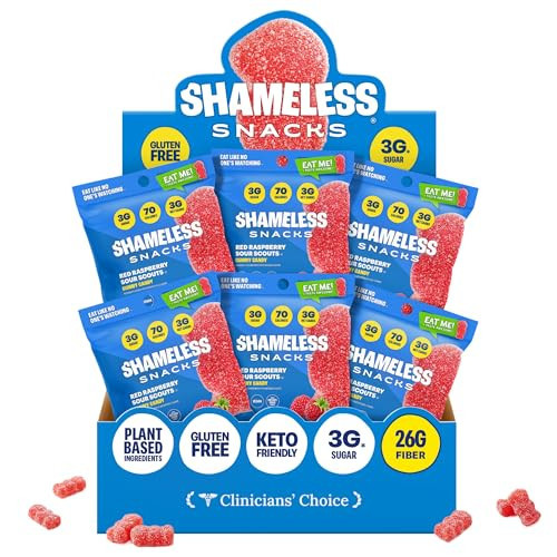 Shameless Snacks Red Raspberry Sour Scouts - Sour Candy & Fruit Snacks, Raspberry Gummy Candy, Keto Snacks in Bulk, 3g Sugar Gluten Free Vegan for Adults | Amazon (US)