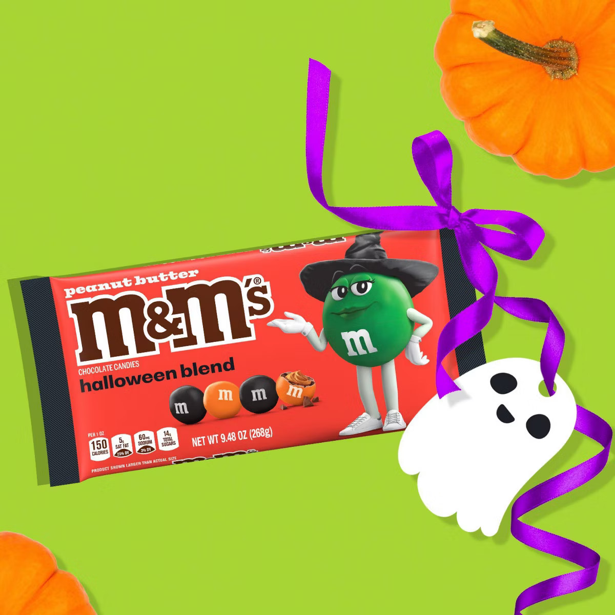 M&M's Peanut Butter Halloween Black and Orange Milk Chocolate Candy Bag - 9.48 oz | Target