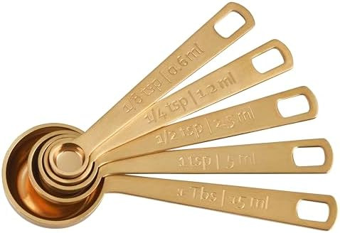 Le Creuset Measuring Spoons, Gold, Set of 5 (1/8,1/4,1/2,1Tsp,1Tb) | Amazon (US)