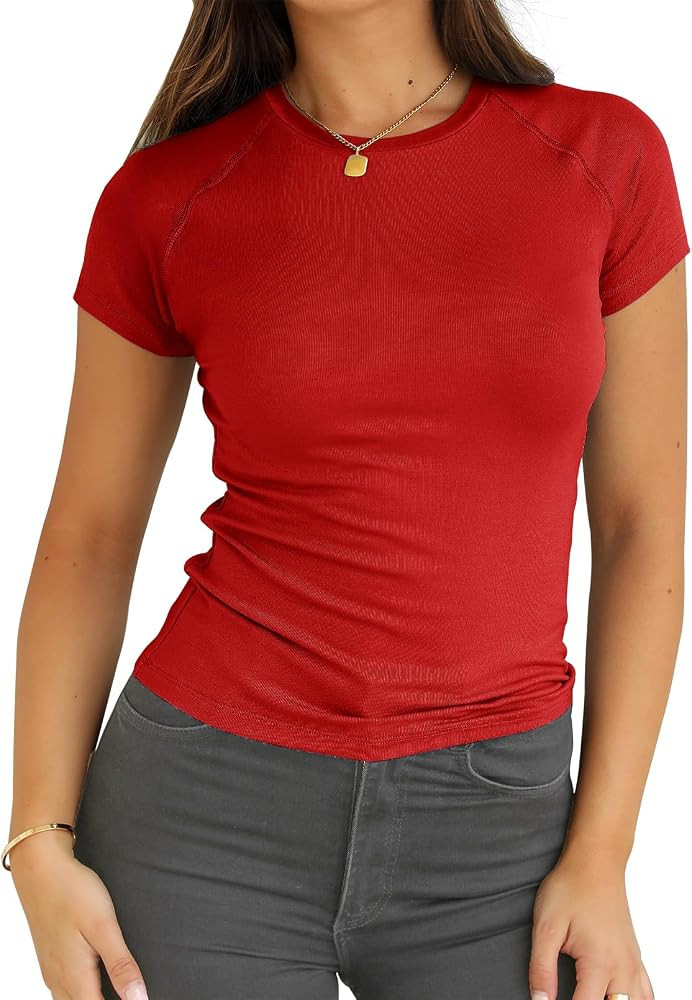 Abardsion Women Casual Raglan Sleeve Slim Fit T Shirts | Amazon (US)