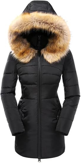 Valuker Women's Down Coat With Fur Hood With 90% Down Parka Puffer Jacket | Amazon (US)