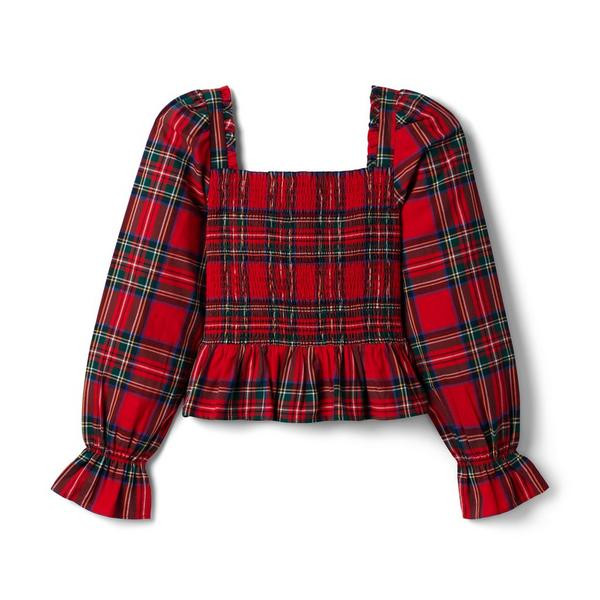 Plaid Smocked Peplum Cropped Top | Janie and Jack