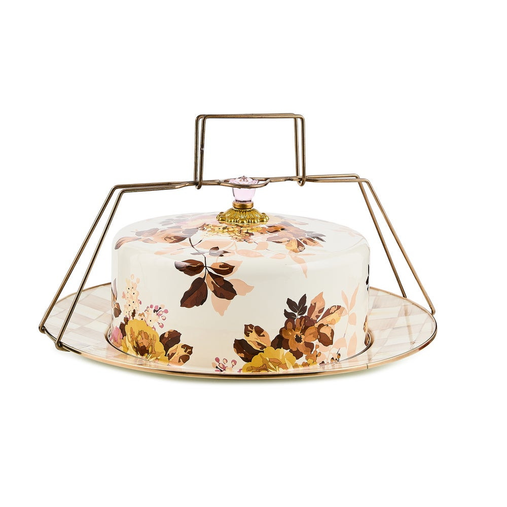 Wild Rose White Cake Carrier | MacKenzie-Childs