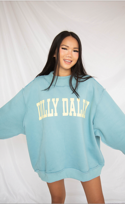 dilly dally mock neck sweatshirt - blue | RIFFRAFF