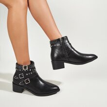 Spiked & Buckle Decor Ankle Boots | SHEIN