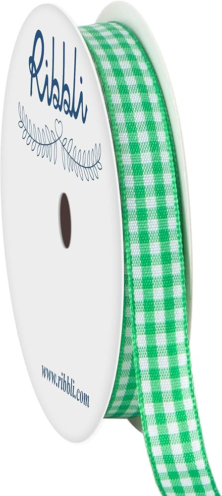 Ribbli Emerald Green and White Gingham Ribbon,100% Polyester Woven Edge,3/8 Inch x 10 Yard,Plaid ... | Amazon (US)