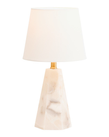 17in Alabaster Linen Shade Rechargeable Cordless Alabaster Table Lamp | TJ Maxx