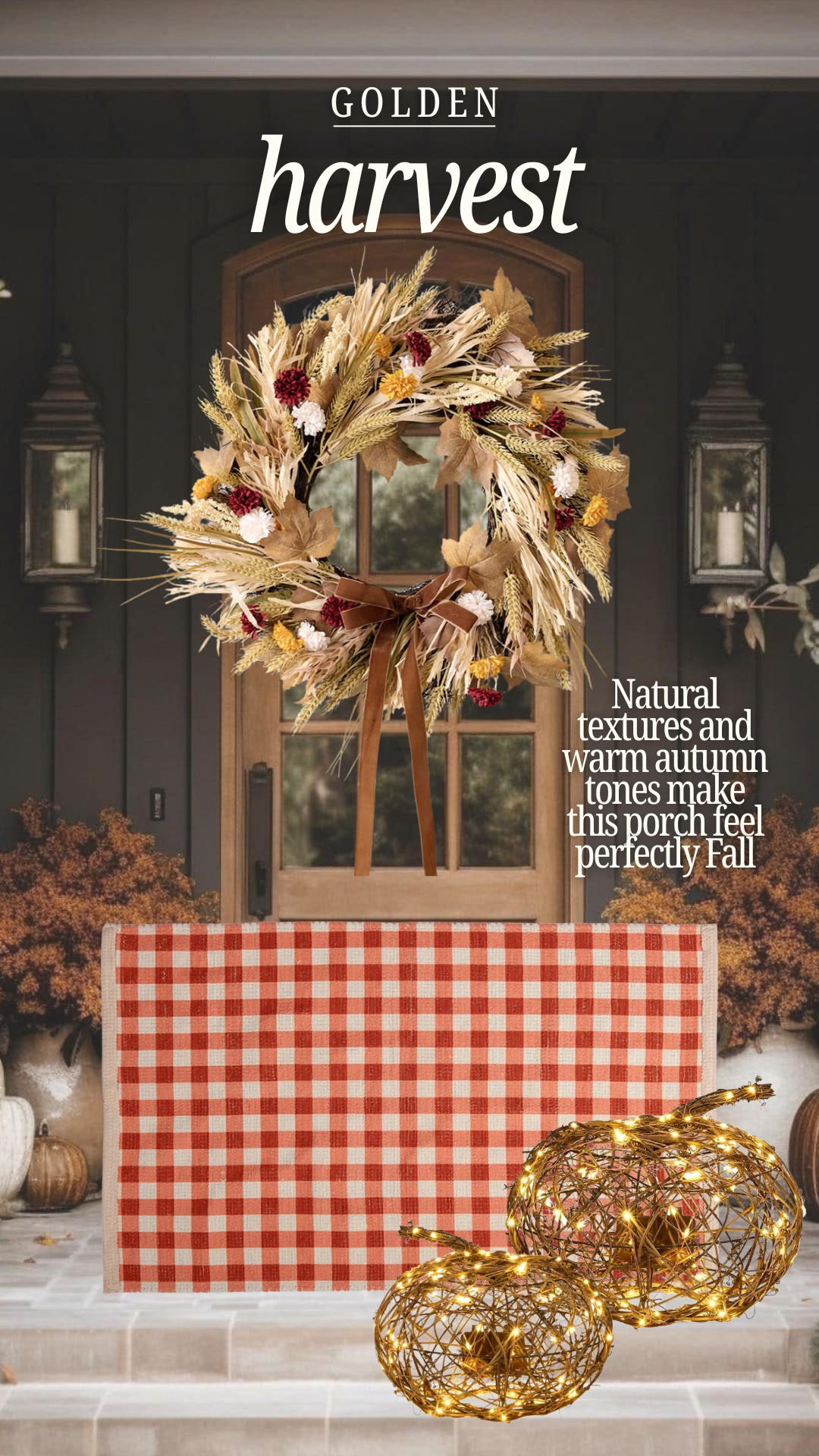 Gorgeous fall entry way decor! Perfect for Thanksgiving hosting