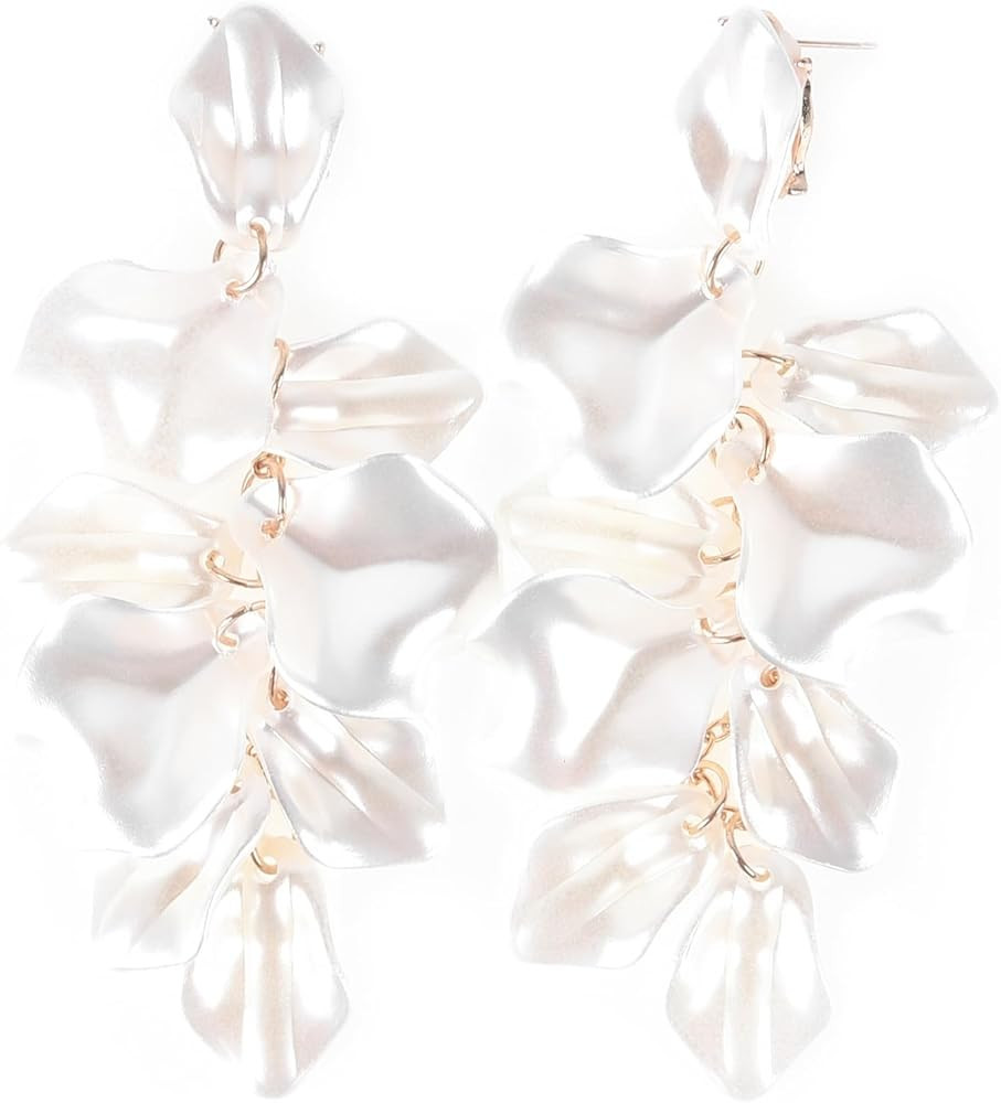 Layered Tassel Bohemian Dangle Earrings, Acrylic Rose Petal Drop Earrings Holiday Festive Costume... | Amazon (US)