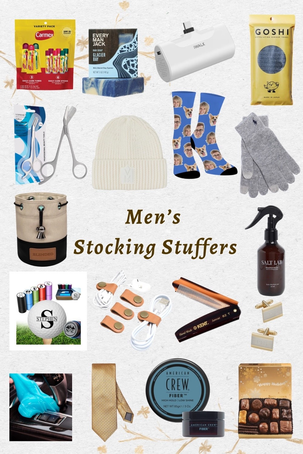 These would all make really great and unique stocking stuffers for men! If you are not in Hawaii you can still get most of these by Christmas 🤩✨


Eyebrow trimmer, golf pouch, cashmere gloves, magnesium sleep spray, chapstick, hair putty, soap, chocolate, exfoliating shower towel, mini battery bank (this one is amazing and love how small it is), blue light glasses, blackout sleep mask, leather cord organizers, cuff links, tie, cashmere beanie, car cleaning gel, customizable socks, custom golf ball stamp

Stocking stuffers men, gift guide for him, gifts for him

#LTKFindsUnder50 #LTKHoliday #LTKGiftGuide