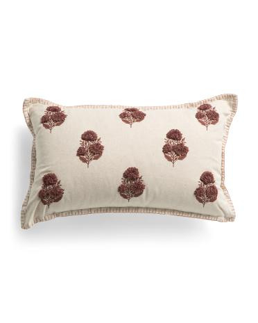 14x24 Embroidered Floral Block Printed Pillow | TJ Maxx