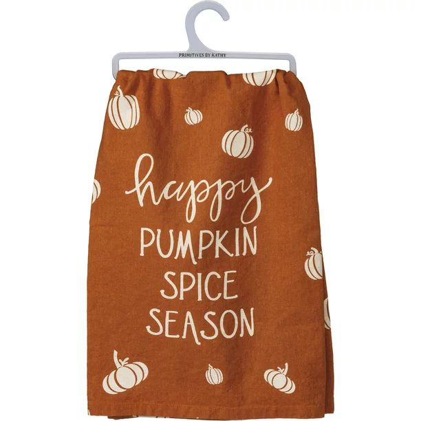 Happy Pumpkin Spice Season Dish Towel - 28" x 28", Orange, White Pumpkins, Fall Home Decor, Kitch... | Walmart (US)