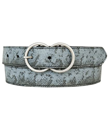 Lucky Brand Women Leather Bold Fashion Statement Belts, Snakeskin Double Ring-Black/Blue, M (28-30") | Amazon (US)