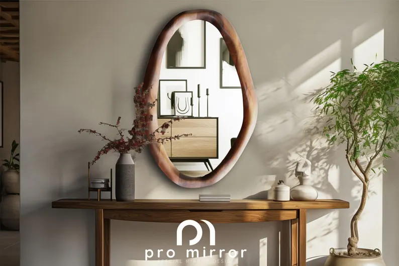 Walnut Wooden Framed Mirror, Organic Mirror, Aesthetic Mirror, Farmhouse Mirror - Etsy Canada | Etsy (US)