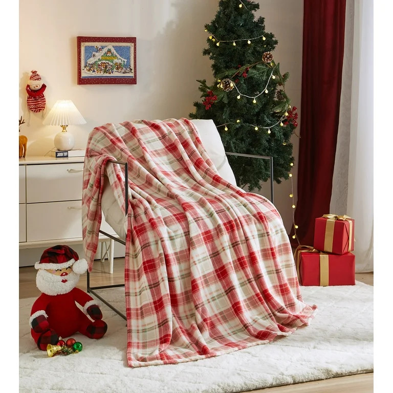 Holiday Time Cozy Christmas Plush Plaid OverizedThrow Blanket, 50"x70" | Walmart (US)