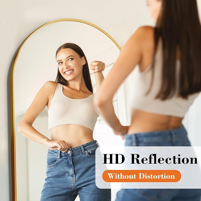 DUMOS 63.6"x20.6" Arched Full Length Mirror with Stand Floor Free Standing Aluminum Frame for Bed... | Amazon (US)