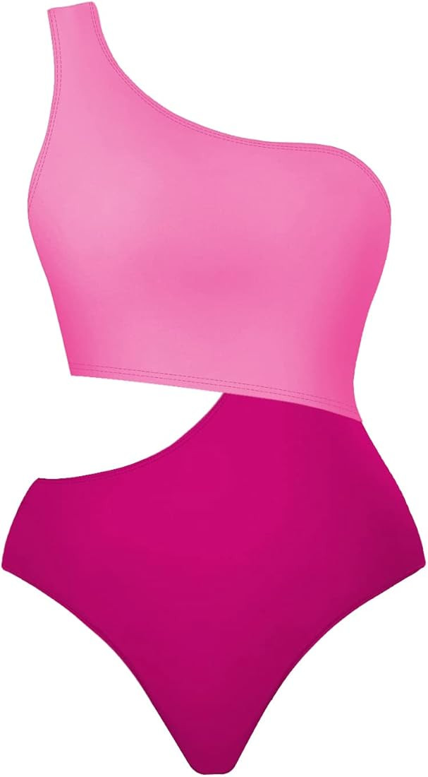 Inadays Women's One Piece Swimsuit One-Shoulder Swimwear Waist Cutout Swimsuit | Amazon (US)