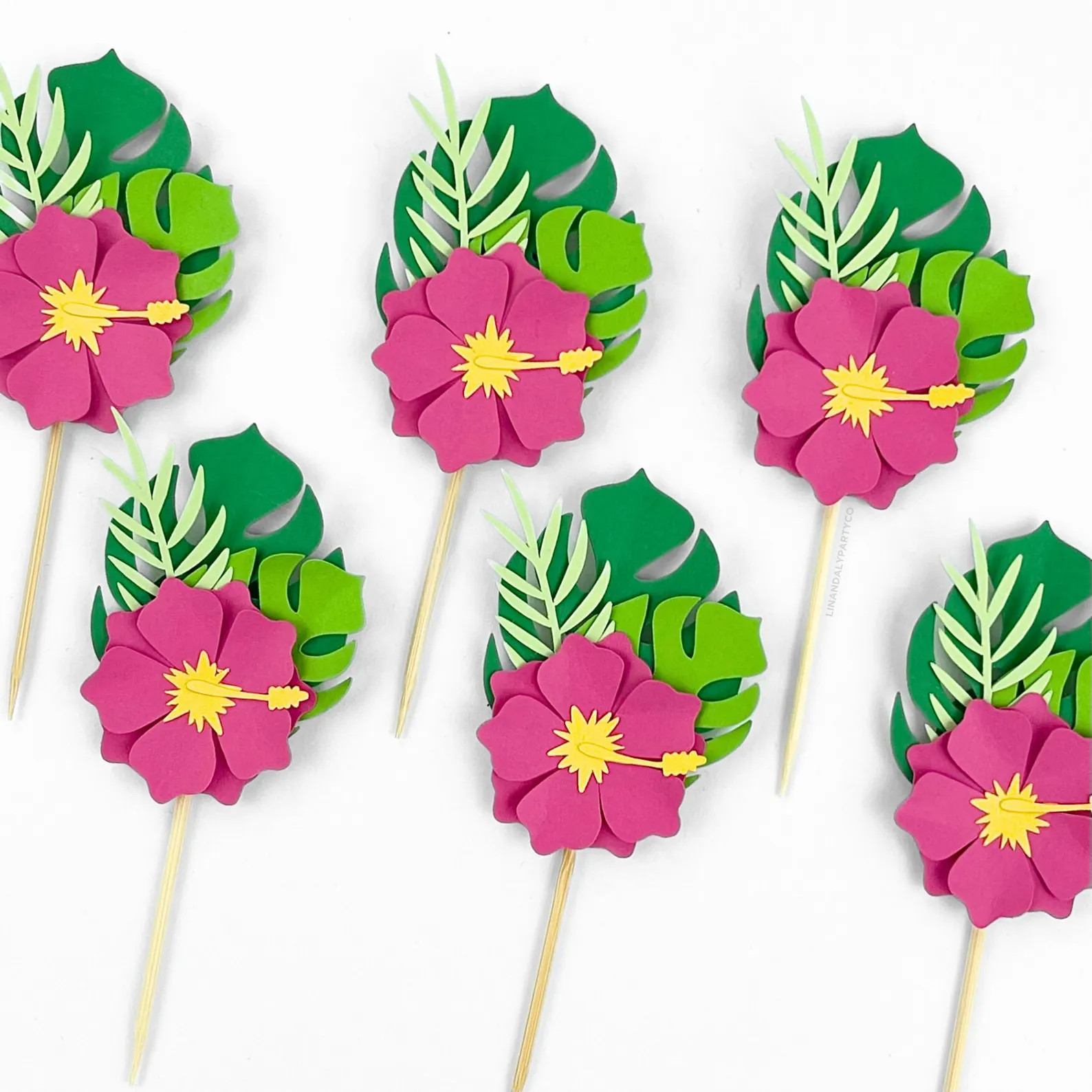 Tropical Flower Cupcake Toppers, Birthday Party, Hawaiian Theme, Party Supplies, Paper Flower, Cu... | Etsy (US)