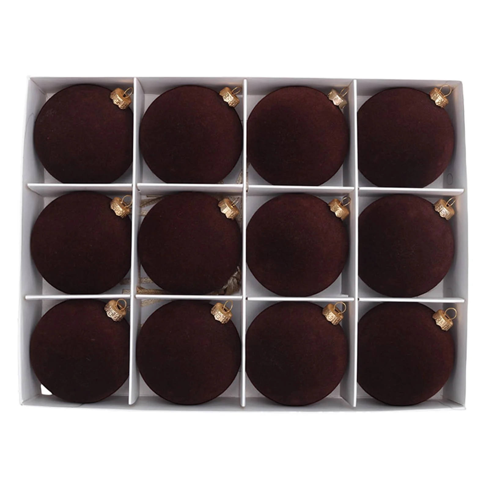 12-Pack 2.4 Inch Flocked Velvet Christmas Balls, Brown Shatterproof Hanging Ornaments for Christm... | Walmart (US)