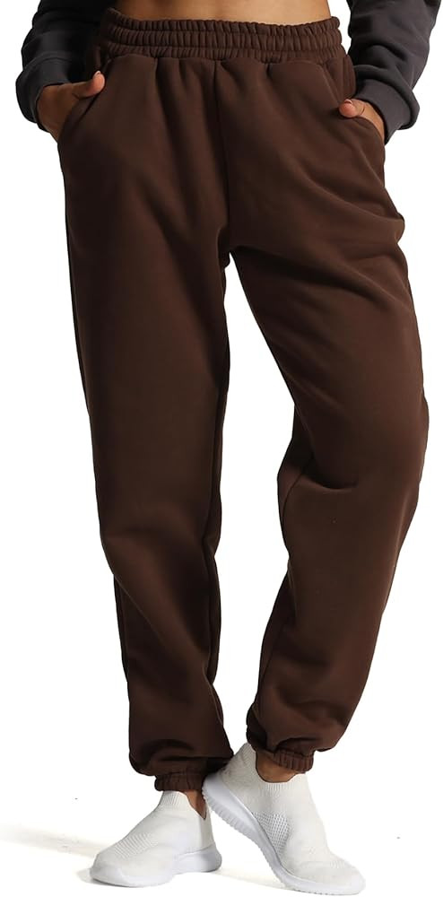 Aoxjox Sweatpants for Women with Pocket High Waisted Baggy Jogger Fleece Lined Cotton Cloud Loung... | Amazon (US)