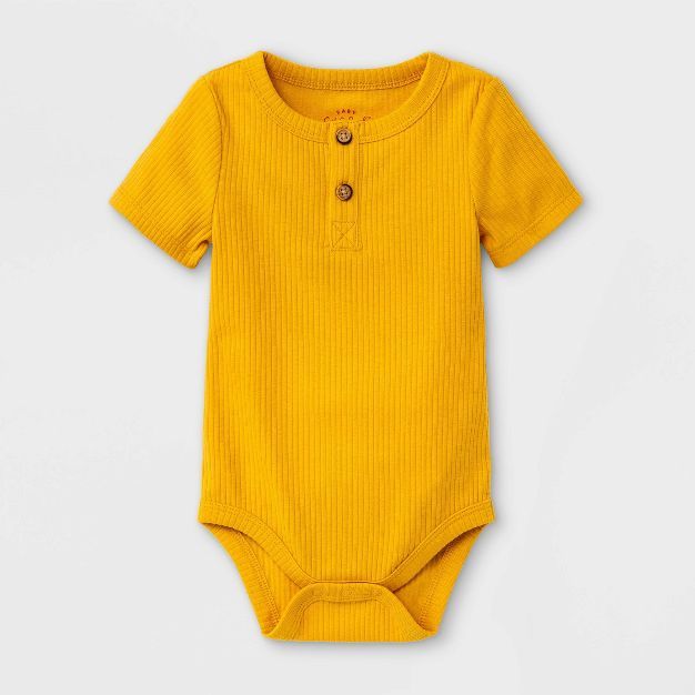 Baby Boys' Rib Henley Bodysuit - Cat & Jack™ Mustard Yellow | Target