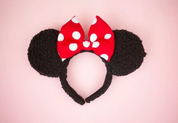 Minnie Black Sherpa Disney Ears | Etsy (US)