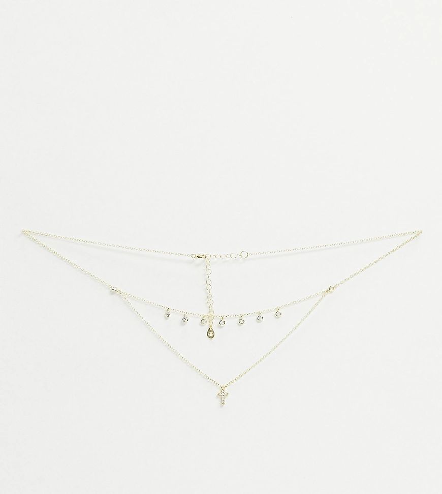 Liars & Lovers sterling silver gold plated multi layer necklace with cross pendant | ASOS (Global)