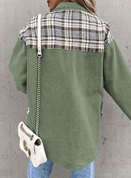 SHEWIN Women's Denim Jacket Long Sleeve Plaid Button Down Shacket Jacket | Amazon (US)