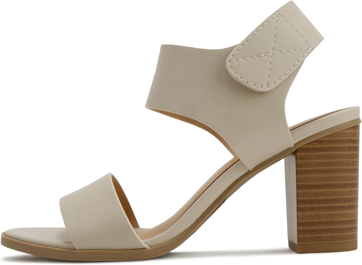 Soda Wait-A ~ Women Open Round Toe Chunky Heel Ankle Strap High Heel Dress Sandals | Amazon (US)