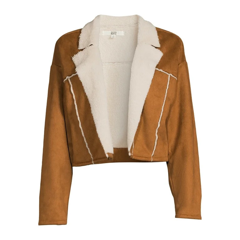 Madden NYC Women's and Junior's Faux Suede Cropped Jacket - Walmart.com | Walmart (US)