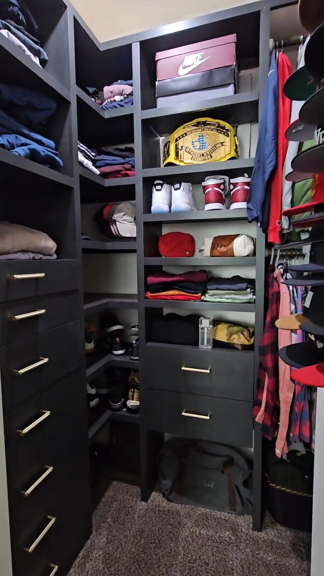 DIY Small Walk In Closet 👏🏾 I was able to completely transform this small space and make it functional for my husband. I love how it turned out! 

#smallwalkincloset #walkincloset #closet #home #diy #doityourself #homereno #homeproject #renovation #homeproject #dewalt @dewalt #homedepot #lowes 

#LTKmomlife #LTKdayinmylife #LTKHome