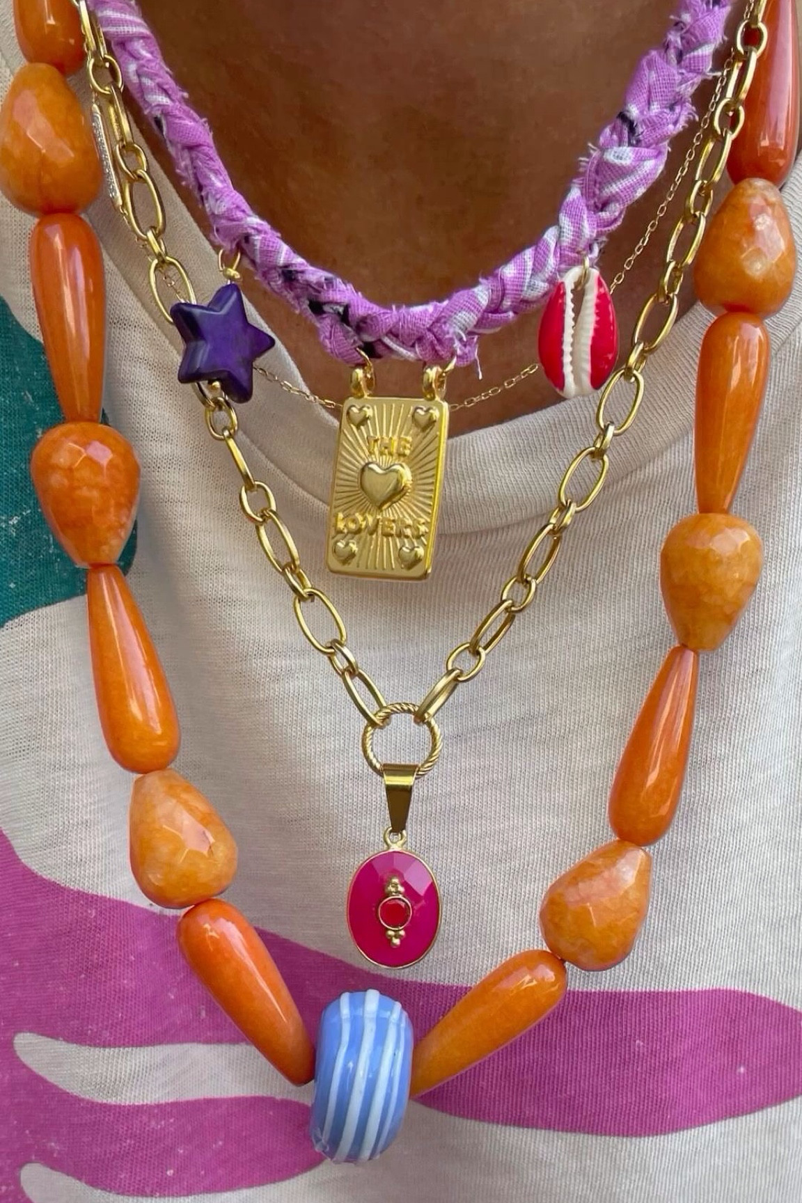 “Cool girl” Trending necklaces! 
- necklace layering 
-charm necklace , perfect for a gift , charm beaded necklace , funky necklaces, maximalist jewelry , funky boho necklace, jewelry 

#LTKFindsUnder100 #LTKGiftGuide #LTKBeauty