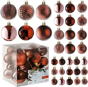 Prextex Christmas Tree Ornaments - Brown Christmas Ball Ornaments Set for Christmas, Holiday, Wre... | Amazon (US)