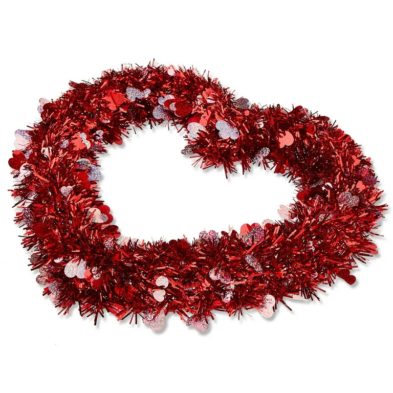 Tinsel Heart Wreath, Red and Pink, 15", Valentine's Day by Way To Celebrate | Walmart (US)